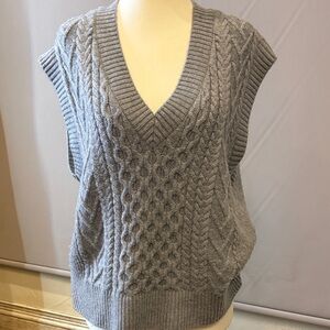 Gray Cable Knit Women's Sweater Vest